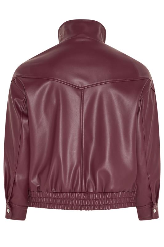 YOURS Plus Size Red Faux Leather Funnel Neck Jacket | Yours Clothing 7