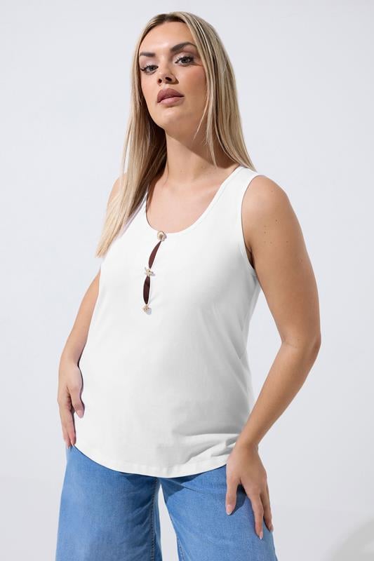  LIMITED COLLECTION witte tanktop met schelpknoopjes