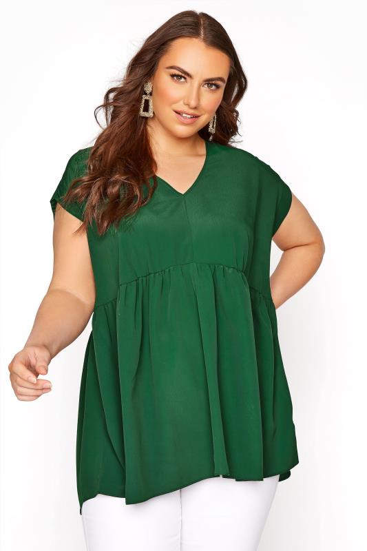 Forest Green Smock Blouse | Yours Clothing