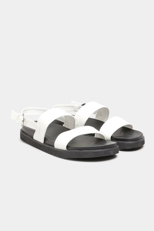 LIMITED COLLECTION Plus Size White Double Strap Chunky Sandals In Extra Wide Fit | Yours Clothing 2