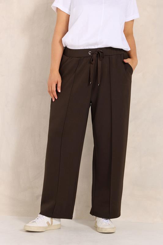 EVANS chocoladebruine luxe joggingbroek met wijde pijpen