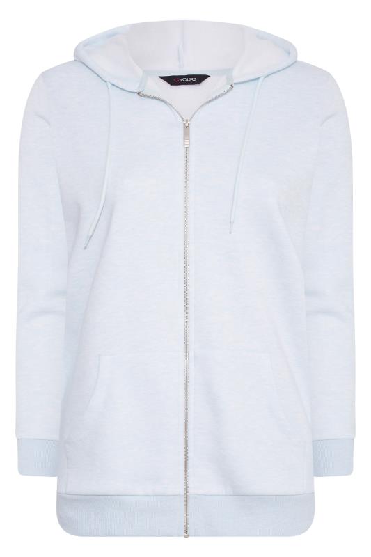 Plus Size Light Blue Soft Touch Marl Zip Through Hoodie | Yours Clothing 6