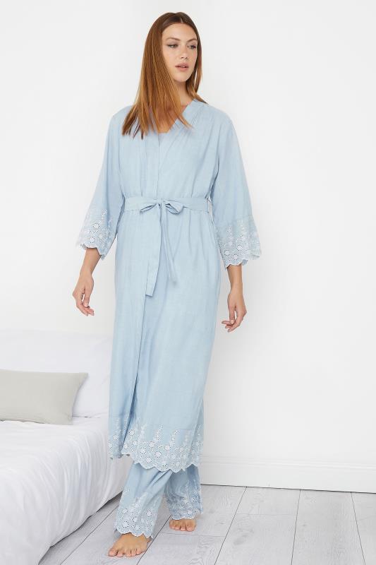 Tall  LTS Tall Light Blue Broderie Anglaise Dressing Gown