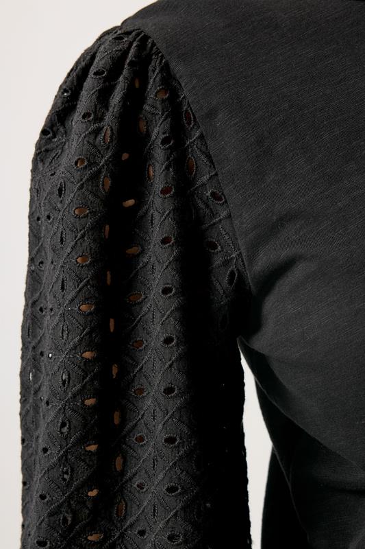 M&Co Black Broderie Cotton Puff Sleeve Top | M&Co 4