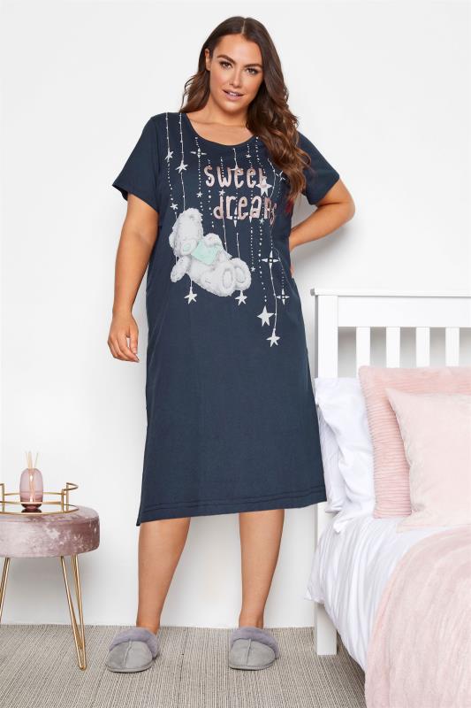 Plus Size  Navy Tatty Teddy 'Sweet Dreams' Slogan Nightdress