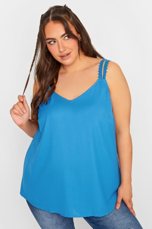Plus Size  LIMITED COLLECTION Curve Blue Embroidered Strap Vest Top