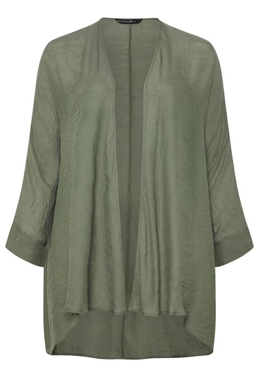 EVANS Plus Size Khaki Green Longline Cover-Up Cardigan | Evans 6