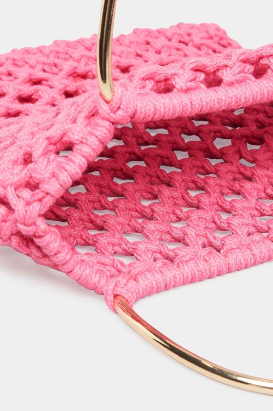 Plus Size Pink Crochet Handle Bag | Yours Clothing 5