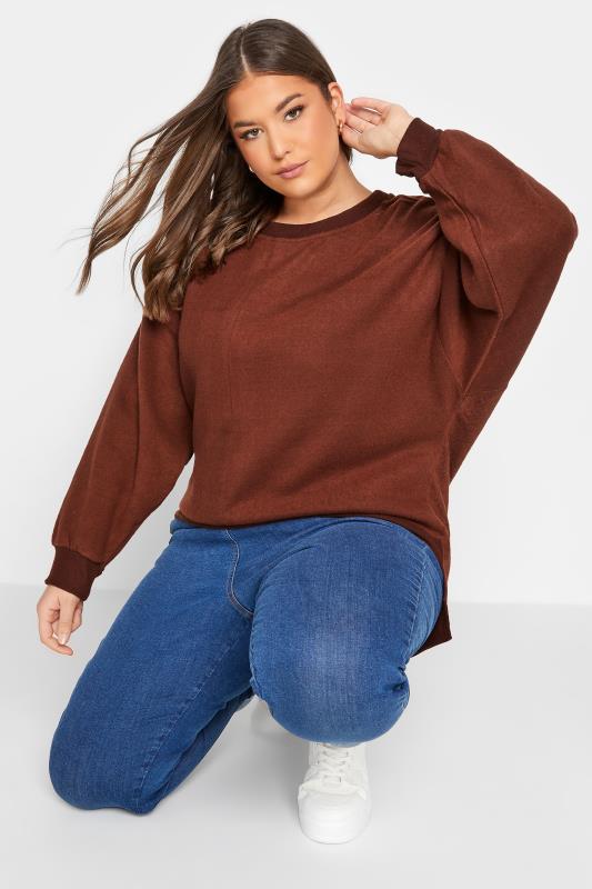 Plus Size Brown Soft Touch Fleece Sweatshirt | Yours Clothing 4