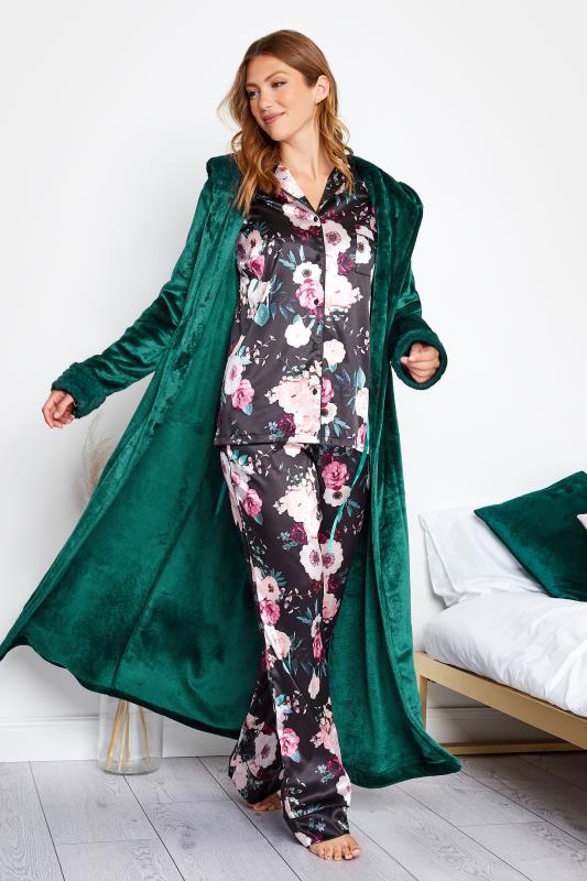LTS Tall Emerald Green Faux Fur Trim Dressing Gown 2