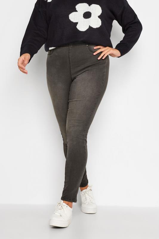  Tallas Grandes Curve Black Washed Pull On Bum Shaper Stretch LOLA Jeggings
