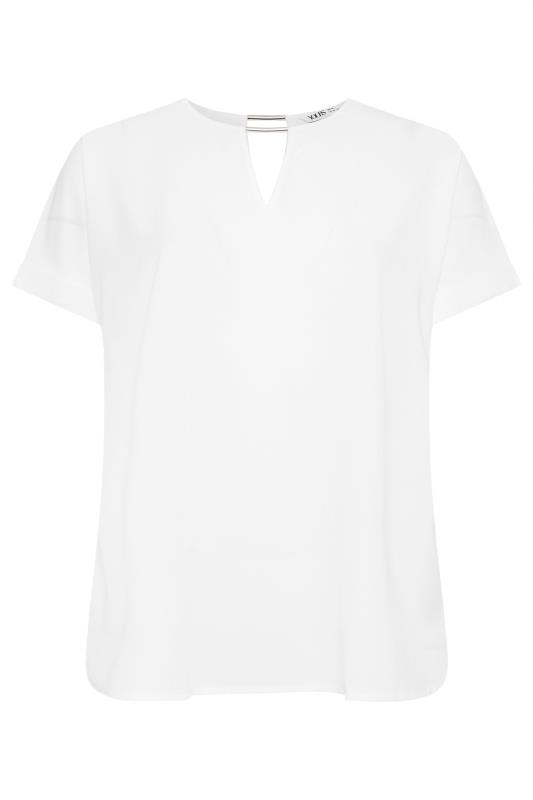 YOURS Plus Size White Notch Neck Blouse | Yours Clothing 5