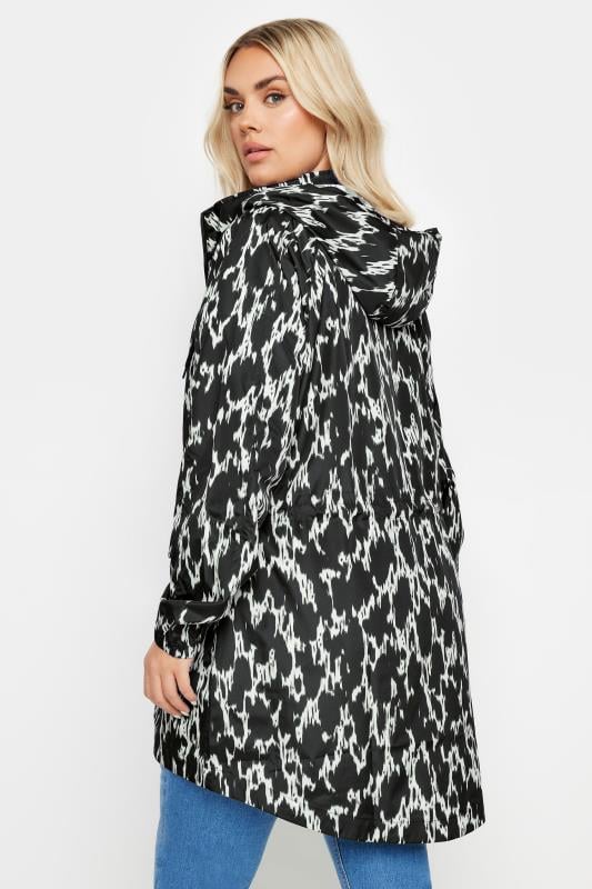 YOURS Plus Size Black Abstract Print Lightweight Parka Jacket | Yours Clothing 3