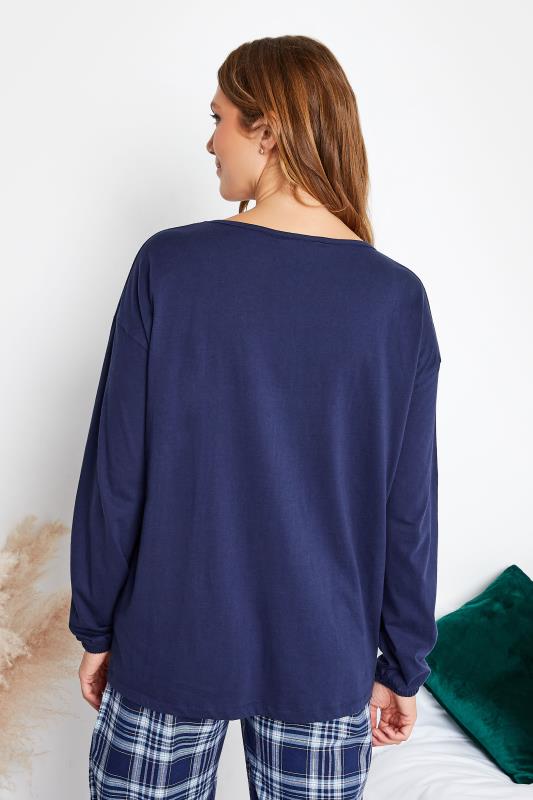 LTS Tall Women's Mid Blue Keyhole Pyjama Top | Long Tall Sally 3