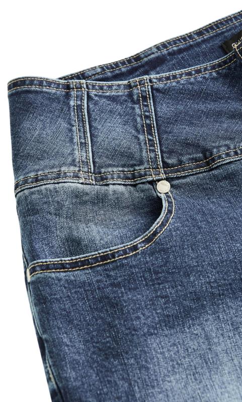Evans Blue Dark Wash Button Front Knee Length Shorts 6