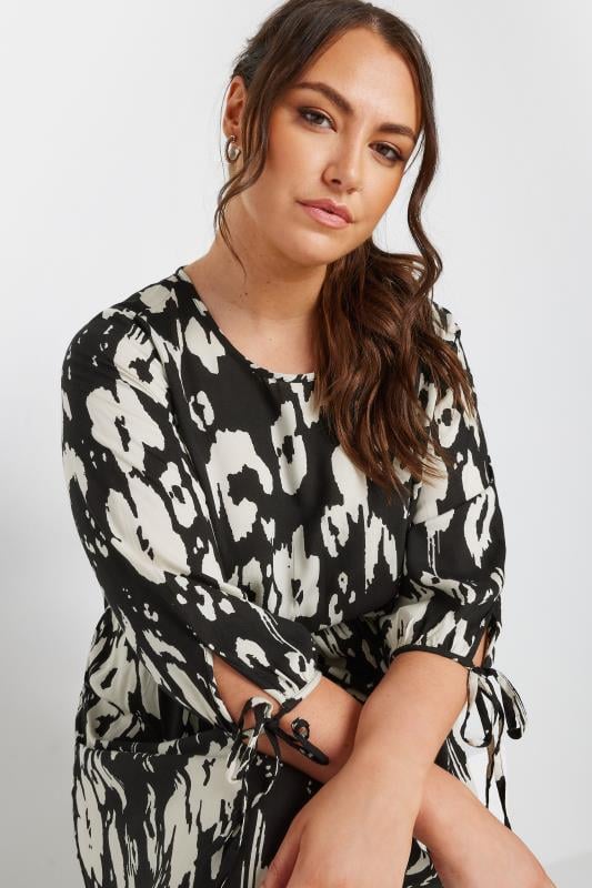 Yours Plus Size Black & White Leopard Print Midaxi Dress | Yours Clothing  5