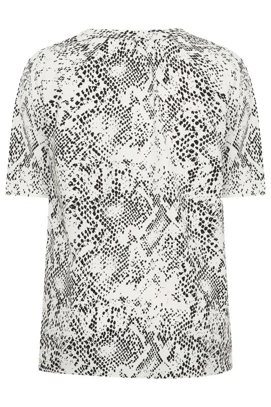YOURS Plus Size White Snake Print V-Neck Blouse | Yours Clothing 7