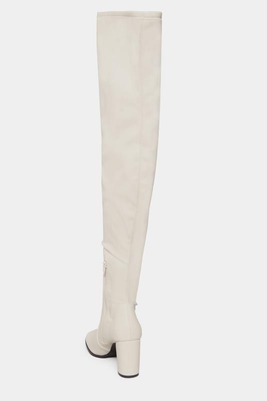 LTS Cream Heeled Over The Knee Boots In Standard D Fit | Long Tall Sally 4