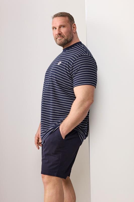 BadRhino Big & Tall Navy Blue Stripe Pique T-Shirt | BadRhino 6