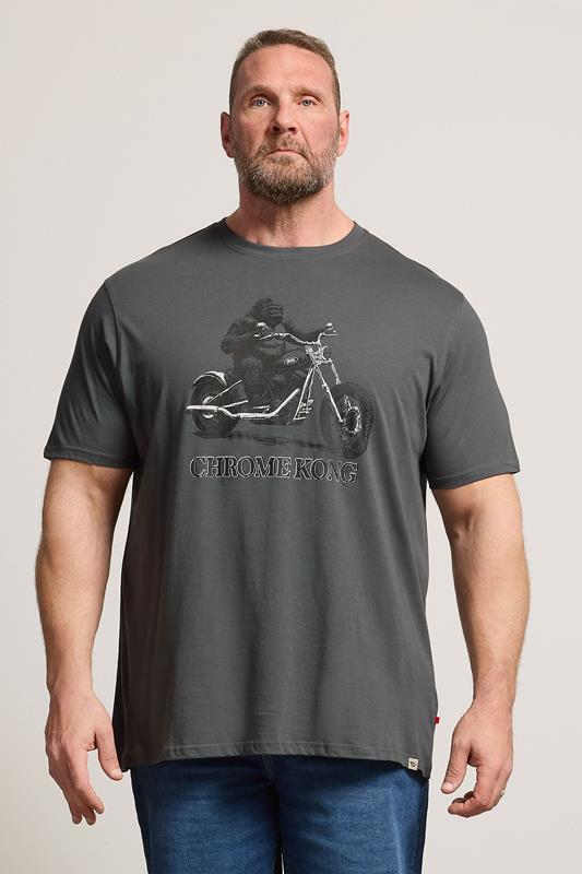  D555 Big & Tall T-shirt gris anthracite à imprimé gorille motard