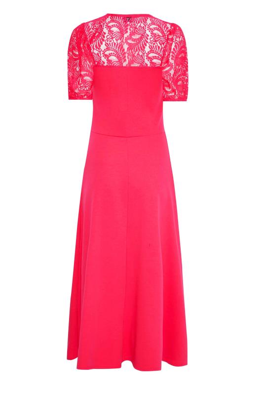 LTS Tall Bright Pink Lace Midi Dress 7