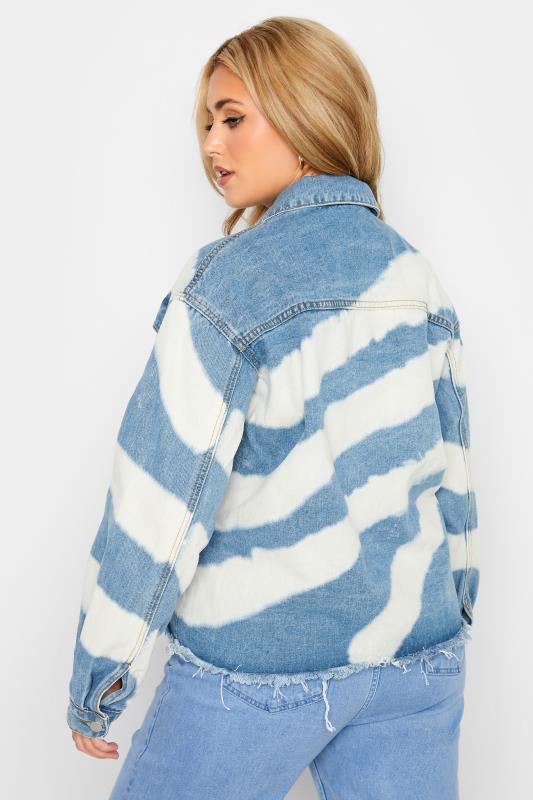 Plus Size Blue Bleach Stripe Denim Jacket | Yours Clothing 3