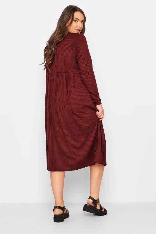 LIMITED COLLECTION Plus Size Wine Red Ribbed Midaxi Dress | Yours Clothing 3