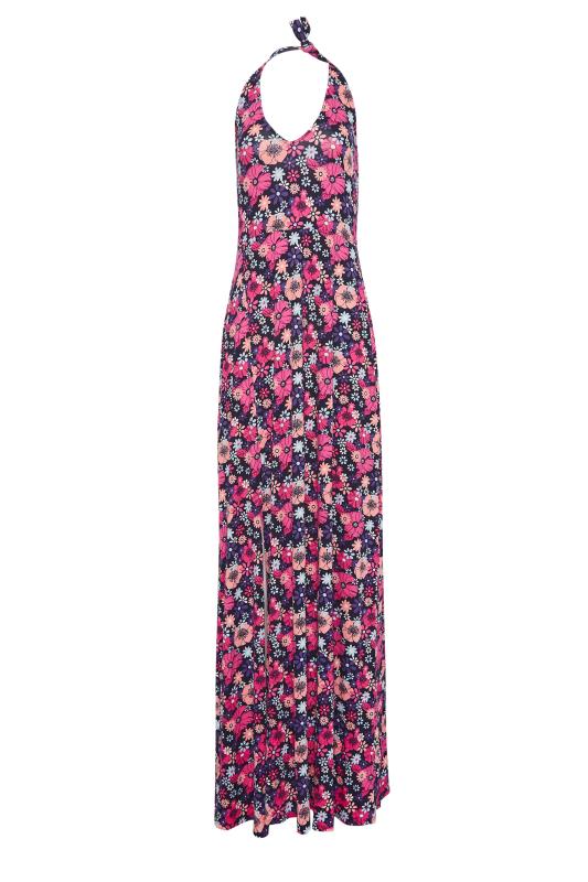 LTS Tall Womens Pink Floral Halter Neck Split Maxi Dress | Long Tall Sally  6
