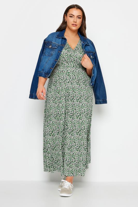 YOURS Plus Size Green Floral Maxi Wrap Dress | Yours Clothing 2
