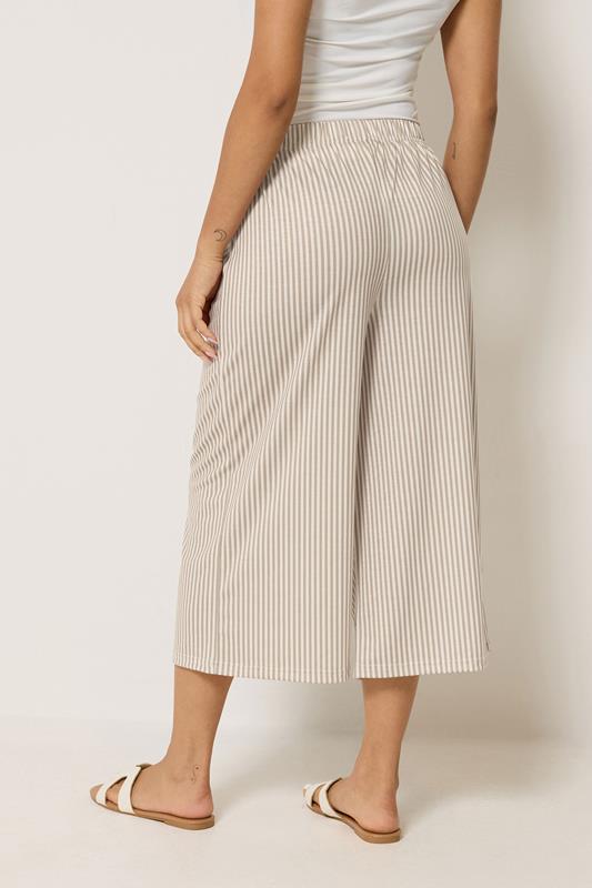 M&Co Petite Neutral Brown Stripe Wide Leg Culottes | M&Co 2