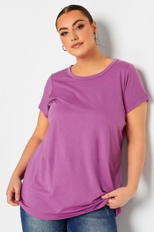 Plus Size  YOURS Curve Essentials Purple T-Shirt