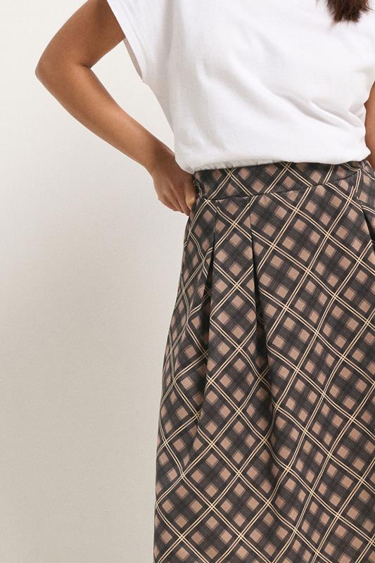 PixieGirl Petite Women's Brown Check Midi Skirt | PixieGirl 4