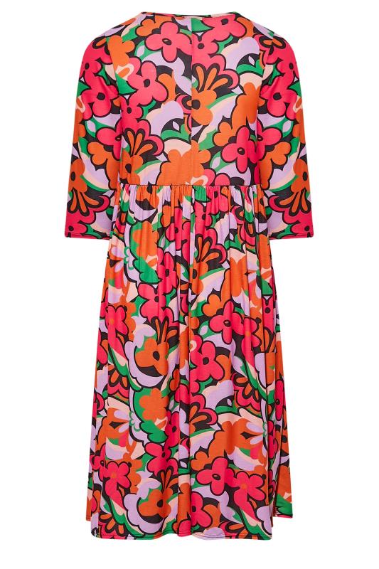 LIMITED COLLECTION Plus Size Pink Abstract Floral Print Midaxi Dress | Yours Clothing 8