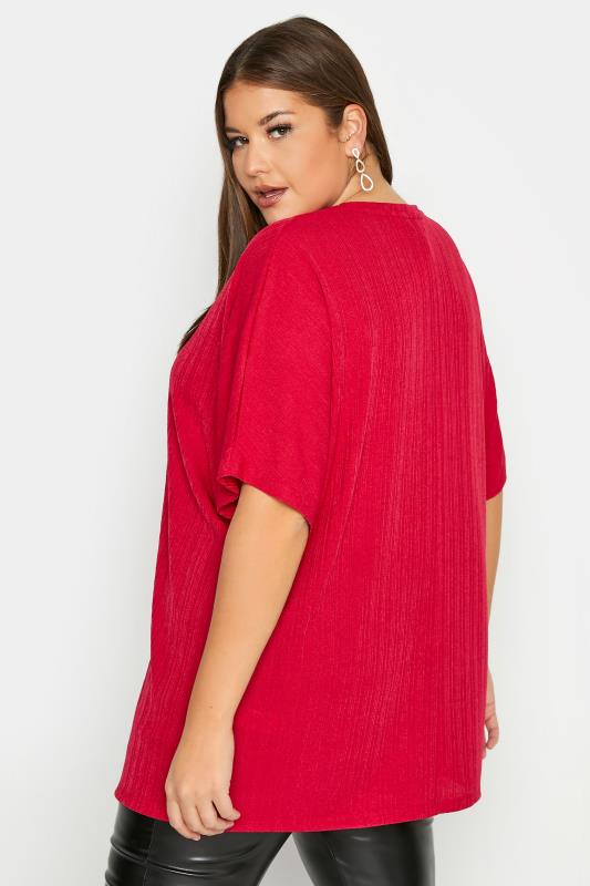 Curve Red Ribbed Swing T-Shirt 3