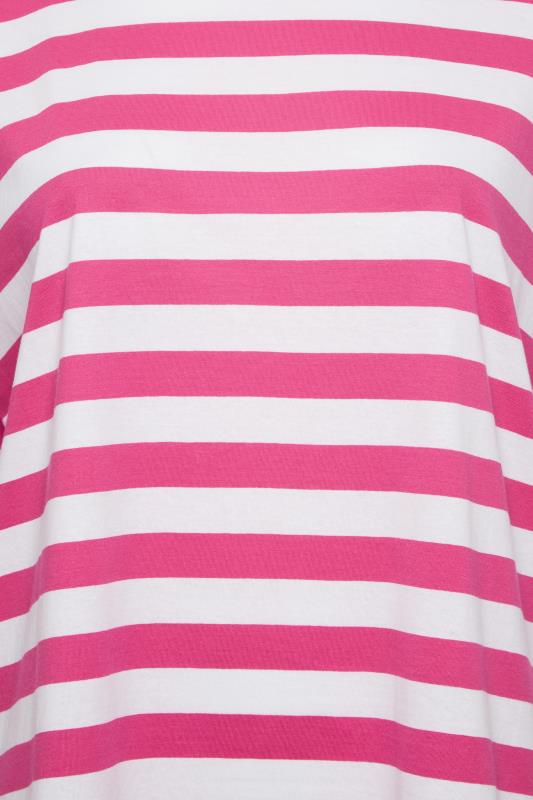 YOURS Plus Size Pink & White Stripe Oversized Boxy T-Shirt | Yours Clothing 4
