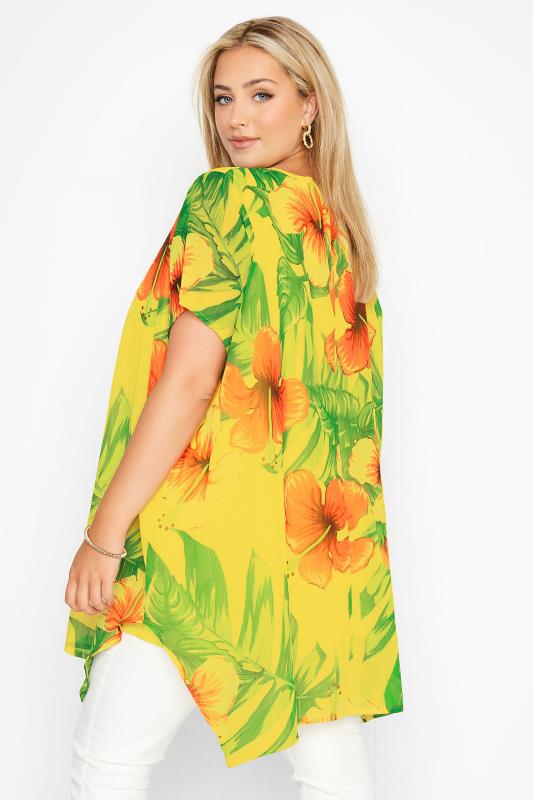 Curve Yellow Tropical Print Cross Front Top 3