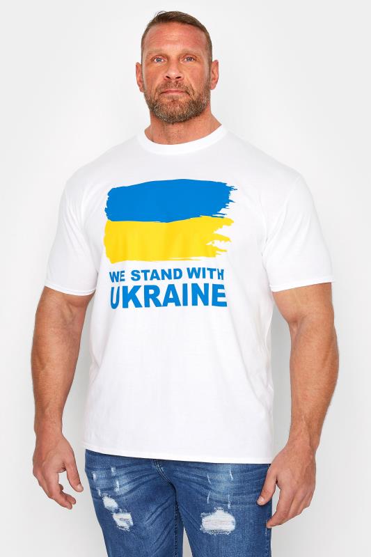 Großen Größen  BadRhino Ukrainian Crisis 100% Donation White 'We Stand With Ukraine' T-Shirt