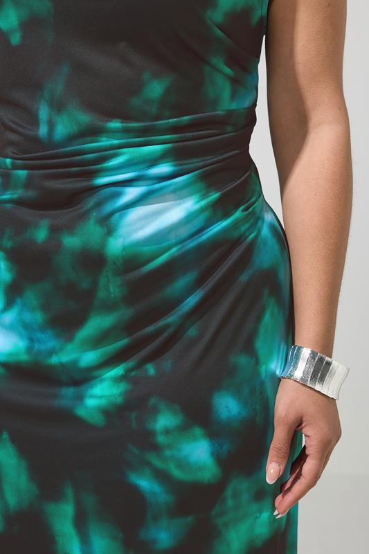 YOURS LONDON Plus Size Teal Blue Abstract Drape Dress | Yours Clothing 4