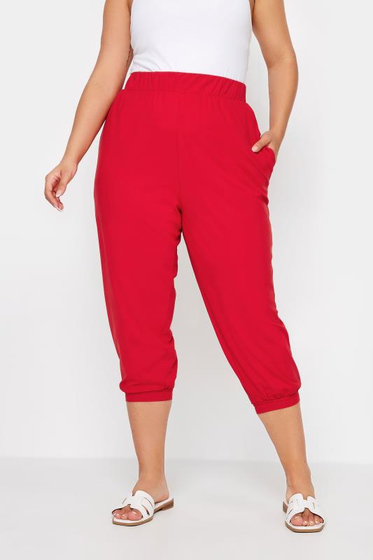  Tallas Grandes YOURS Curve Red Cropped Harem Joggers