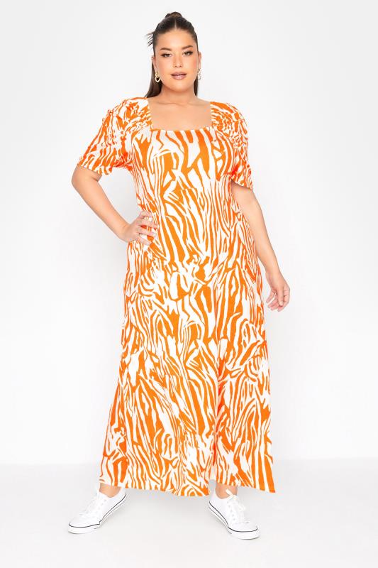 LIMITED COLLECTION Curve Orange Zebra Print Dress_A.jpg