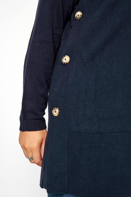 Navy Cashmilon Button Side Cardigan | Yours Clothing
