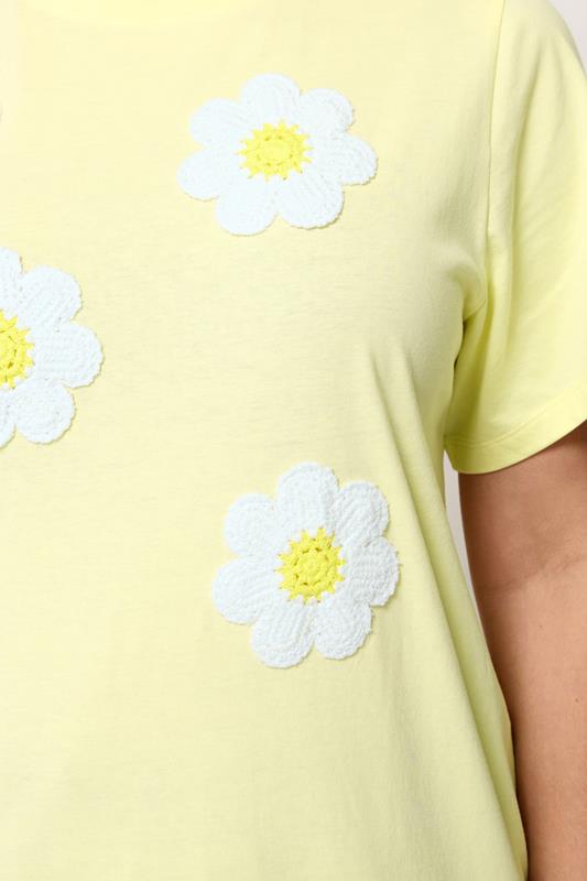 YOURS Plus Size Yellow Daisy Applique T-Shirt | Yours Clothing 4
