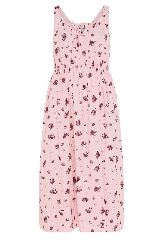 YOURS Plus Size Pink Floral Linen Milkmaid Dress | Yours Clothing 5