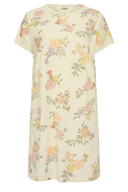 YOURS Plus Size Yellow Floral Print Placket Nightdress | Yours Clothing 5