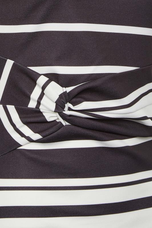YOURS PETITE Plus Size Black & White Stripe Knot Midi Dress | Yours Clothing 5