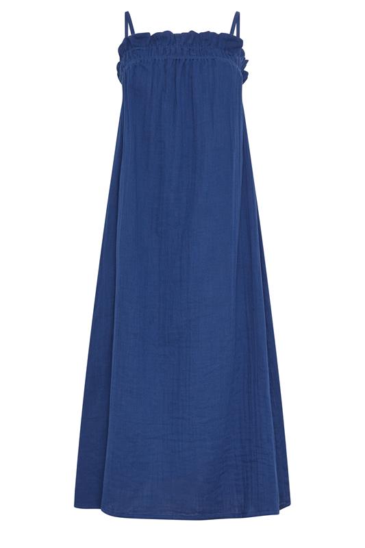 PixieGirl Petite Women's Navy Blue Cotton Cheesecloth Maxi Dress | PixieGirl 5