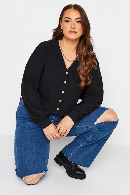 LIMITED COLLECTION Plus Size Black Cropped Cardigan | Yours Clothing 2