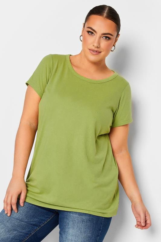 YOURS Curve Plus Size 3 PACK Green & Blue Essential T-Shirts | Yours Clothing  2