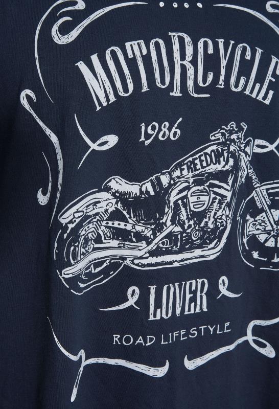 BadRhino Big & Tall Navy Blue 'Motorcycle Lover' T-Shirt 4