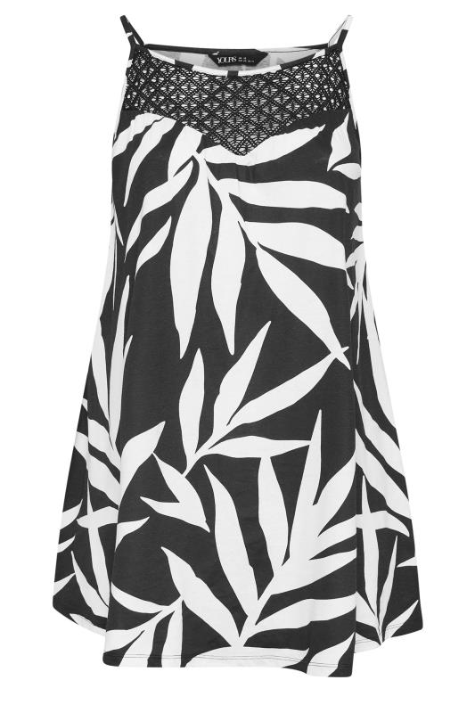 YOURS Curve Plus Size Black Leaf Print Crochet Vest Top | Yours Clothing  5